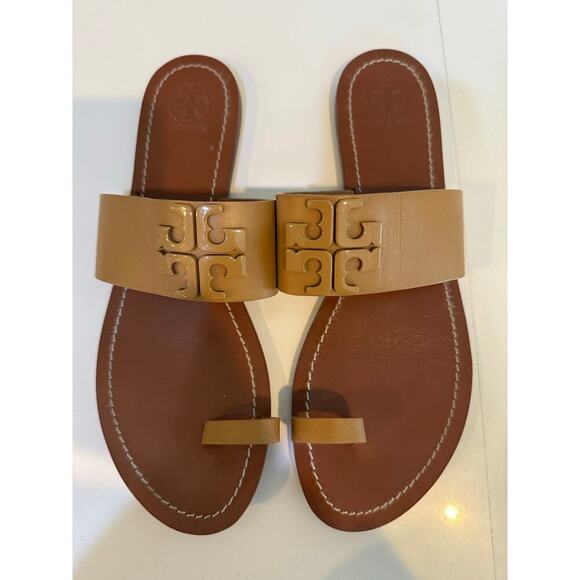 Tory Burch Women's Beige Brown 'Lowell 2' Flat Slide Sandals Size 11 - Picture 3 of 7